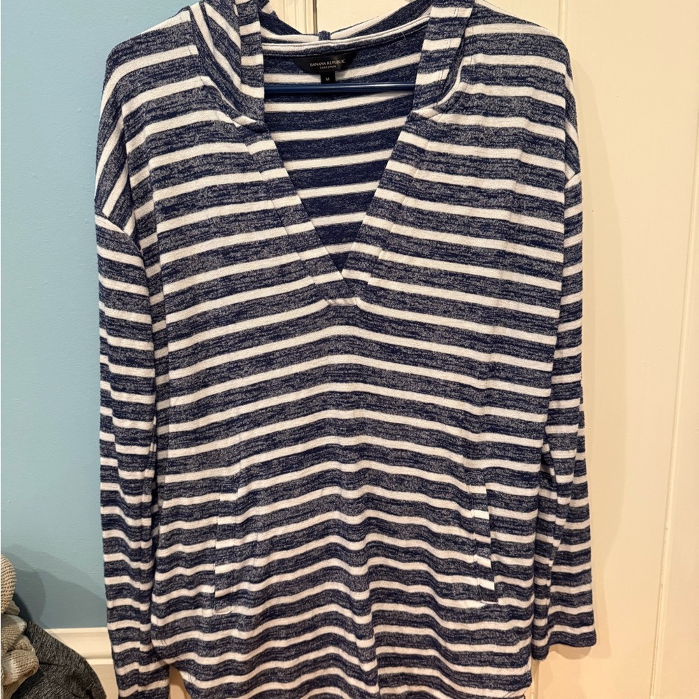 Banana Republic Navy and White Striped Top